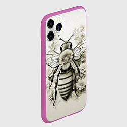 Чехол iPhone 11 Pro матовый Майский шмель на цветах сепия, цвет: 3D-фиолетовый — фото 2