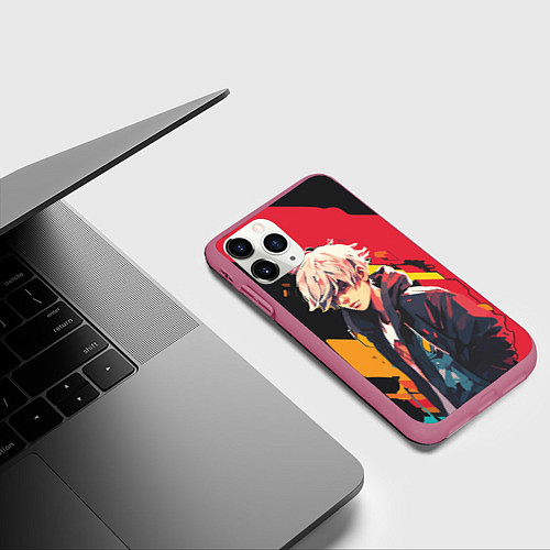 Чехол iPhone 11 Pro матовый Стильный парниша / 3D-Малиновый – фото 3