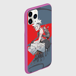 Чехол iPhone 11 Pro матовый Боевая девушка на приседе, цвет: 3D-фиолетовый — фото 2