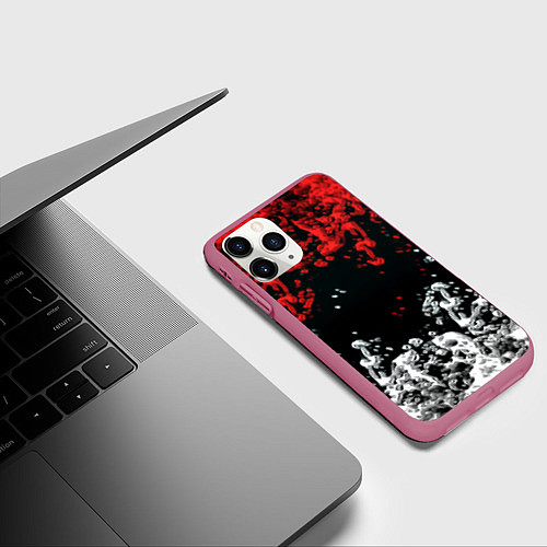 Чехол iPhone 11 Pro матовый Краски абстракция / 3D-Малиновый – фото 3