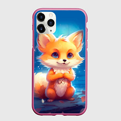Чехол iPhone 11 Pro матовый Рыжая милая лисичка, цвет: 3D-малиновый