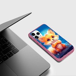 Чехол iPhone 11 Pro матовый Рыжая милая лисичка, цвет: 3D-малиновый — фото 2