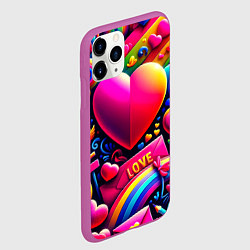 Чехол iPhone 11 Pro матовый Яркий день святого Валентина, цвет: 3D-фиолетовый — фото 2