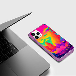 Чехол iPhone 11 Pro матовый Яркие краски перетекают в радугу, цвет: 3D-фиолетовый — фото 2