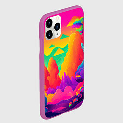 Чехол iPhone 11 Pro матовый Яркие краски перетекают в радугу, цвет: 3D-фиолетовый — фото 2