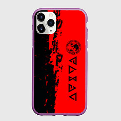 Чехол iPhone 11 Pro матовый Ведьмак краска абстракция, цвет: 3D-фиолетовый