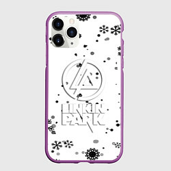 Чехол iPhone 11 Pro матовый Linkin park текстура зима рок, цвет: 3D-фиолетовый