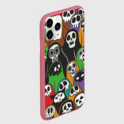 Чехол iPhone 11 Pro матовый Скелеты на хэллоуин, цвет: 3D-малиновый — фото 2