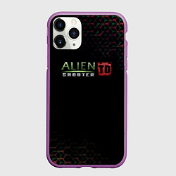 Чехол iPhone 11 Pro матовый Alien Shooter космос тема, цвет: 3D-фиолетовый