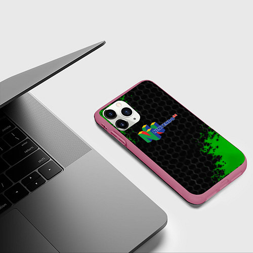 Чехол iPhone 11 Pro матовый Nintendo 64 броня / 3D-Малиновый – фото 3