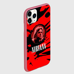 Чехол iPhone 11 Pro матовый Nirvana красные краски рок бенд, цвет: 3D-малиновый — фото 2