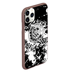 Чехол iPhone 11 Pro матовый Manchester City краски чёрно белые, цвет: 3D-коричневый — фото 2