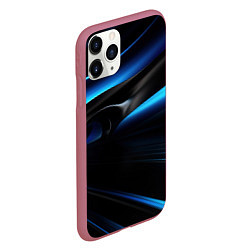 Чехол iPhone 11 Pro матовый Черная и синяя геометрическая абстракция, цвет: 3D-малиновый — фото 2