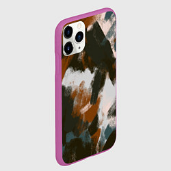 Чехол iPhone 11 Pro матовый Цветные мазки - паттерн, цвет: 3D-фиолетовый — фото 2