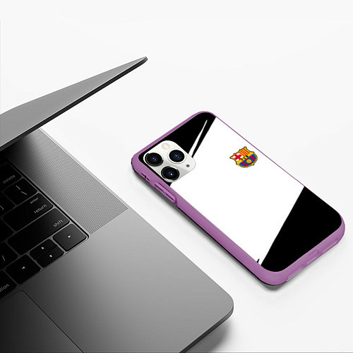 Чехол iPhone 11 Pro матовый Barcelona краски чёрные спорт / 3D-Фиолетовый – фото 3