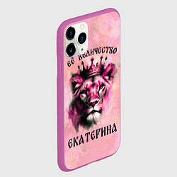 Чехол iPhone 11 Pro матовый Её величество Екатерина - львица, цвет: 3D-фиолетовый — фото 2