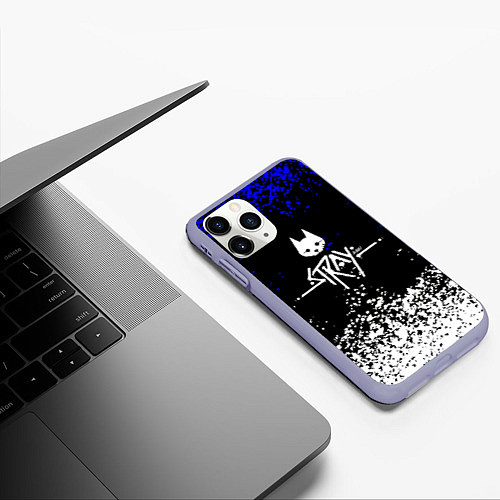 Чехол iPhone 11 Pro матовый Stray cat game краски / 3D-Светло-сиреневый – фото 3