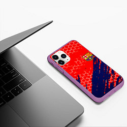 Чехол iPhone 11 Pro матовый Барселона спорт краски текстура, цвет: 3D-фиолетовый — фото 2