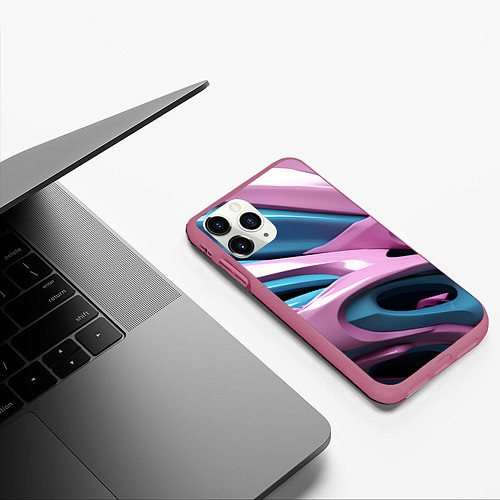 Чехол iPhone 11 Pro матовый Пластичная абстракция / 3D-Малиновый – фото 3