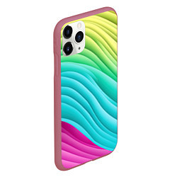 Чехол iPhone 11 Pro матовый Волнистая абстракция градиент, цвет: 3D-малиновый — фото 2