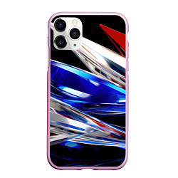 Чехол iPhone 11 Pro матовый Белая синяя красная острая абстракция, цвет: 3D-розовый