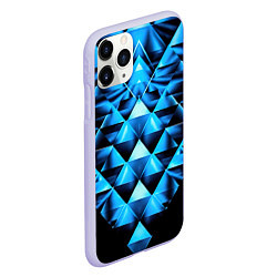 Чехол iPhone 11 Pro матовый Синие абстрактные ромбики, цвет: 3D-светло-сиреневый — фото 2