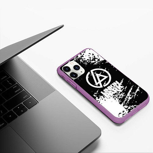 Чехол iPhone 11 Pro матовый Linkin park logo краски текстура / 3D-Фиолетовый – фото 3