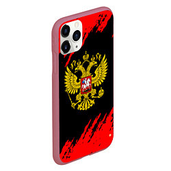 Чехол iPhone 11 Pro матовый Герб РФ красные краски, цвет: 3D-малиновый — фото 2