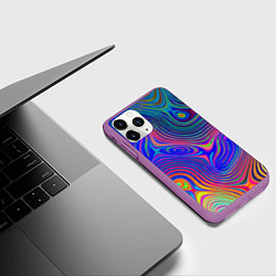 Чехол iPhone 11 Pro матовый Яркая абстракция волнистых линий, цвет: 3D-фиолетовый — фото 2