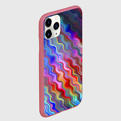 Чехол iPhone 11 Pro матовый Волнистые разноцветные линии, цвет: 3D-малиновый — фото 2