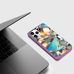 Чехол iPhone 11 Pro матовый Грани стеклянного камня, цвет: 3D-фиолетовый — фото 2