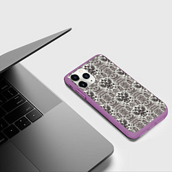 Чехол iPhone 11 Pro матовый Паттерн герба России на белом фоне, цвет: 3D-фиолетовый — фото 2