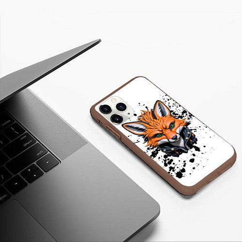 Чехол iPhone 11 Pro матовый Лис в куртке / 3D-Коричневый – фото 3