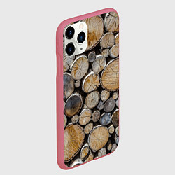Чехол iPhone 11 Pro матовый Поленница, цвет: 3D-малиновый — фото 2