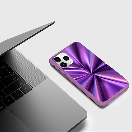 Чехол iPhone 11 Pro матовый Металлический фиолетовый атлас ткань / 3D-Фиолетовый – фото 3
