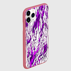 Чехол iPhone 11 Pro матовый Белый и розовый узор, цвет: 3D-малиновый — фото 2