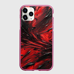 Чехол iPhone 11 Pro матовый Чёрная и красная субстанция, цвет: 3D-малиновый