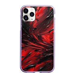 Чехол iPhone 11 Pro матовый Чёрная и красная субстанция, цвет: 3D-светло-сиреневый