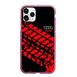 Чехол iPhone 11 Pro матовый AUDI краски текстура шины, цвет: 3D-малиновый