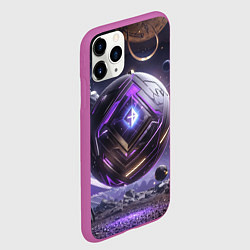 Чехол iPhone 11 Pro матовый Кибер сфера черно фиолетовая, цвет: 3D-фиолетовый — фото 2