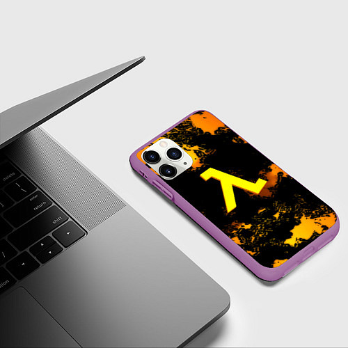 Чехол iPhone 11 Pro матовый Half life текстура блэк меса / 3D-Фиолетовый – фото 3