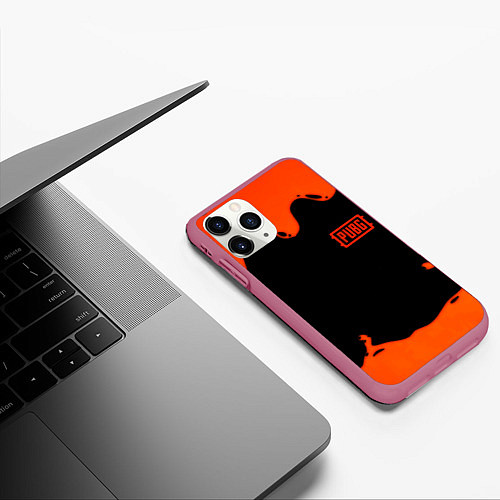 Чехол iPhone 11 Pro матовый PUBG orange splash / 3D-Малиновый – фото 3