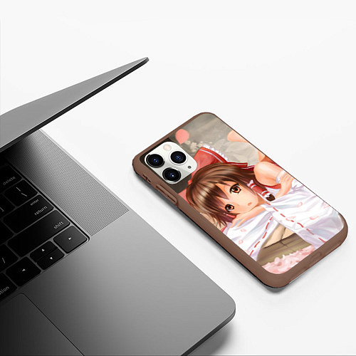 Чехол iPhone 11 Pro матовый Touhou Project Рейму милая / 3D-Коричневый – фото 3