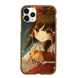 Чехол iPhone 11 Pro матовый Touhou Project Рейму fight, цвет: 3D-коричневый