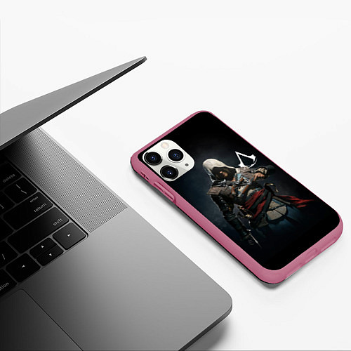 Чехол iPhone 11 Pro матовый Эдвард Кенуей Assassins black flag / 3D-Малиновый – фото 3