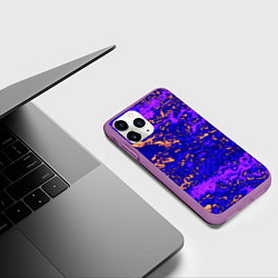 Чехол iPhone 11 Pro матовый Абстракция золото и фиолетовый, цвет: 3D-фиолетовый — фото 2
