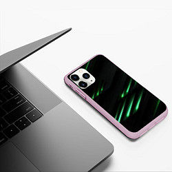 Чехол iPhone 11 Pro матовый Спортивный черно-зеленый стиль, цвет: 3D-розовый — фото 2