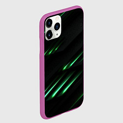 Чехол iPhone 11 Pro матовый Спортивный черно-зеленый стиль, цвет: 3D-фиолетовый — фото 2