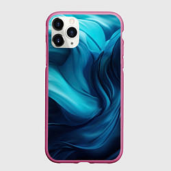 Чехол iPhone 11 Pro матовый Синяя абстракция в виде волн, цвет: 3D-малиновый