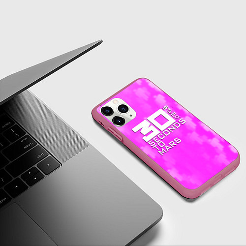 Чехол iPhone 11 Pro матовый 30 seconds to mars pink / 3D-Малиновый – фото 3